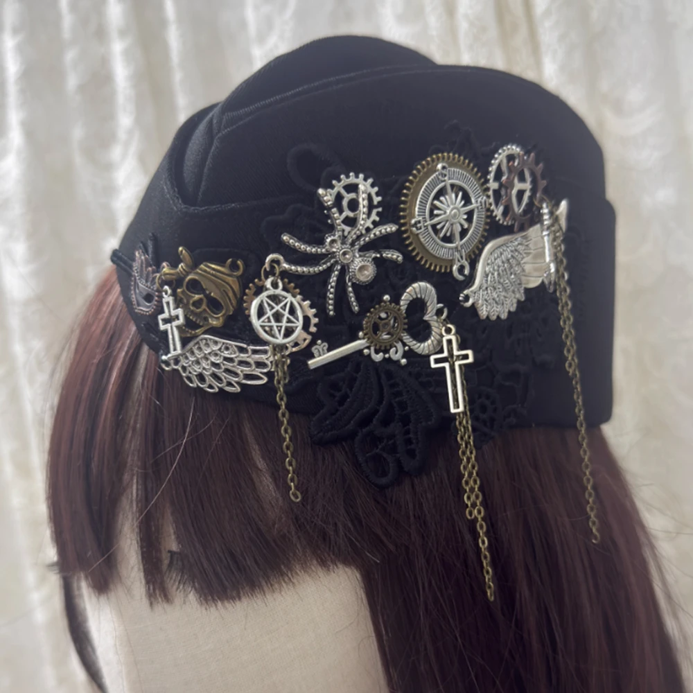 البحارة الكابتن قبعة للنساء Steampunk لوليتا نمط البحارة تأثيري حلي حفلة تنكرية قبعة حبوب منع الحمل لحفلة الهالوين #2