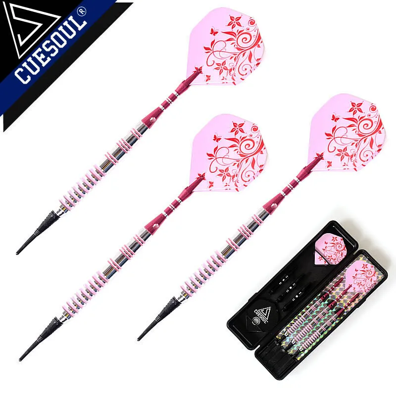 CUESOUL 3PCS Dart Pin Electronic Soft Tip Dart Pin 20g With Aluminum Shafts Pink Case Packaged