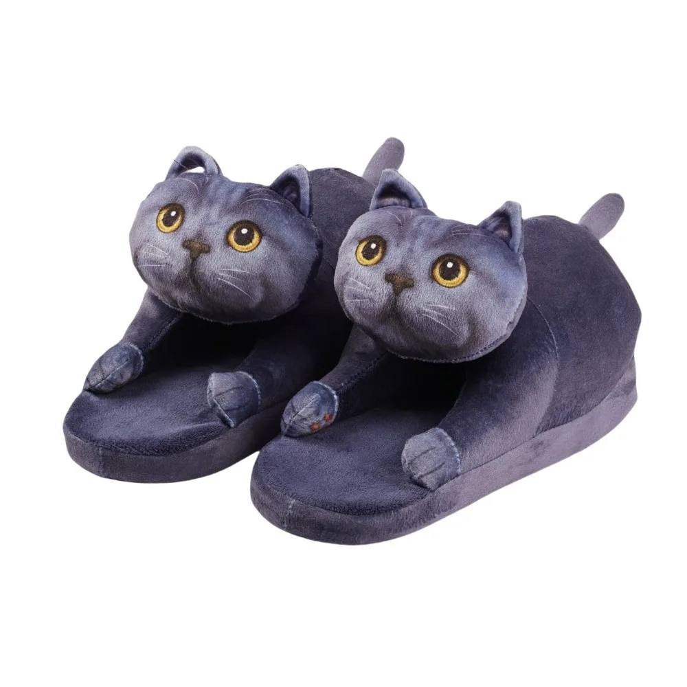

Cow Cat EVA Cat Hugging Slippers Soft Thick Sole Plush Kitty Slippers Cute Cozy Winter Fluffy Slides Men