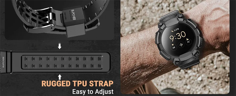Für Google Pixel Watch 3 Gehäuse 45 mm SUPCASE UB Pro Anti-Scratch Robustes Herren-Schutzhülle mit verstellbarem Armband – Detail 2