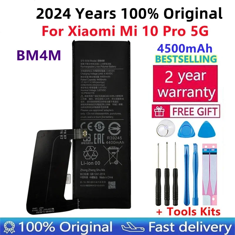 

100% Original New 4500mAh Replacement Battery BM4M For Xiaomi Mi 10 Pro 5G 10Pro Genuine Phone Bateria Batteries +Gift Tools