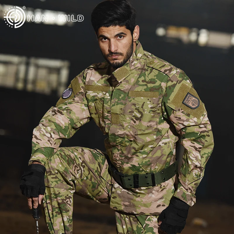 Abbigliamento uomo uniforme antivento abbigliamento uomo Outdoor Camouflage Suits Militar Hunting Suit Safari Coat + Pant Set