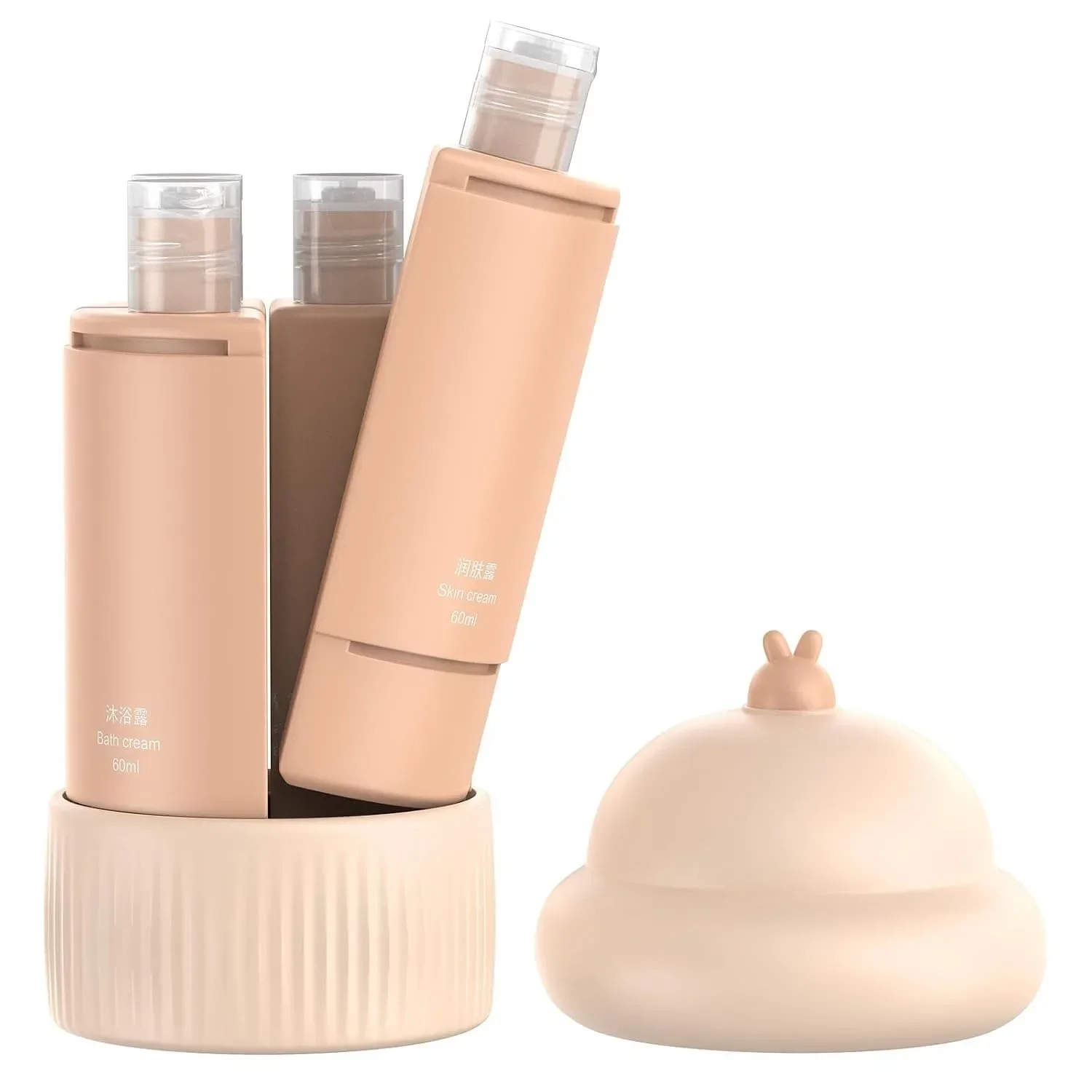 4-in-1 Reise-Spenderflasche, 4er-Pack 60ml 2oz Auslaufsichere Nachfüllbare Reiseflaschen für Shampoo Lotion Duschgel, Camping Fitness