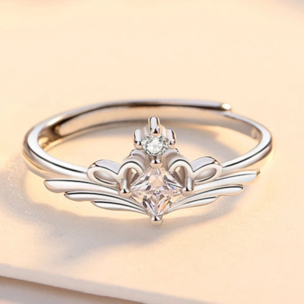 Crown Aadjustable Wedding Couple Rings Copper Plated Platinum Overlap Opening Finger Jewelry Wholesale Drop Shipping