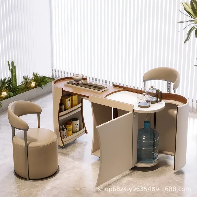 Italian Mobile Tea Table Modern Home Automatic Water Supply Living Room Balcony Small Coffee Table Kettle and Tea Cabinet