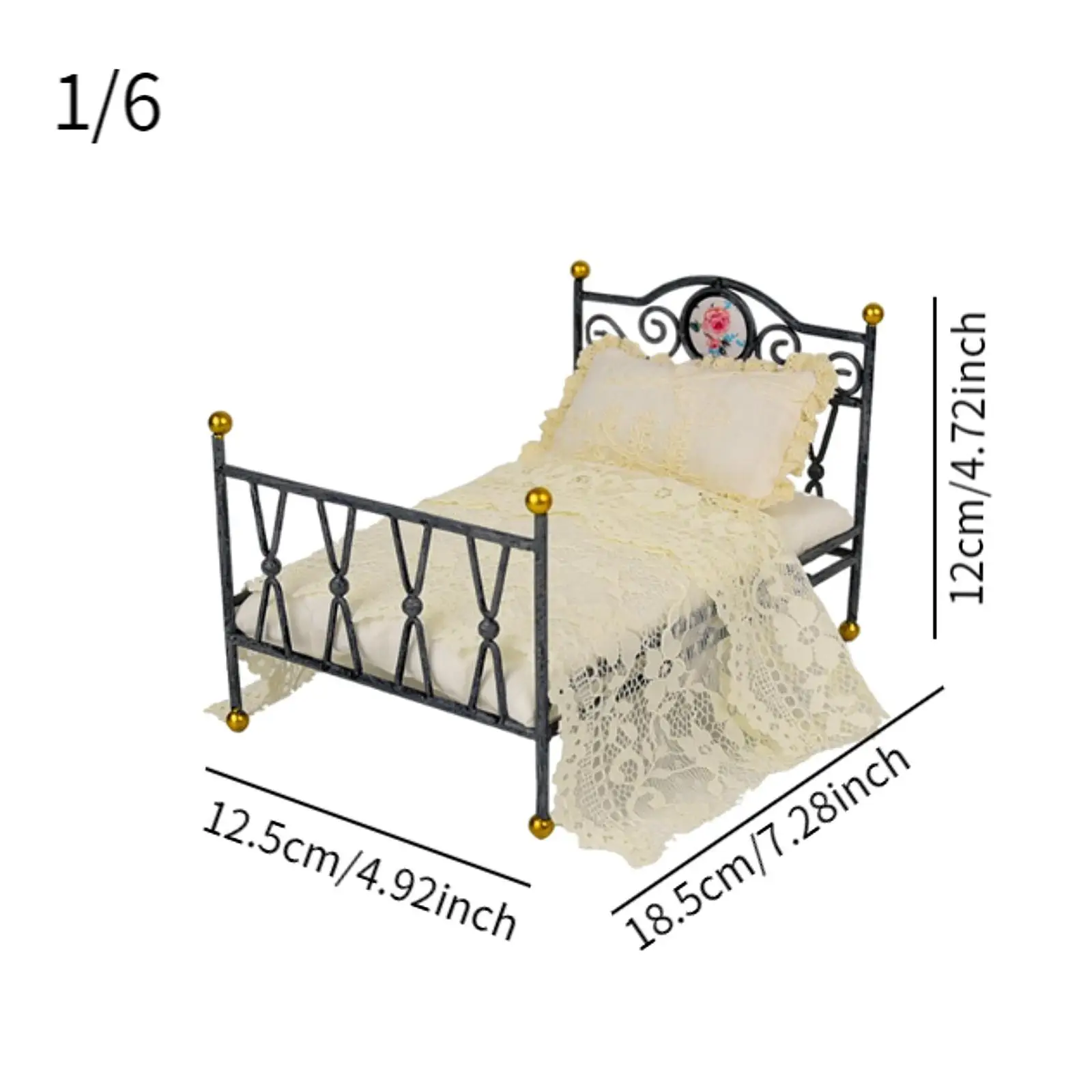 1:6 Modello di letto per casa delle bambole Modello di scena fai-da-te Mini letto per la decorazione della camera da letto