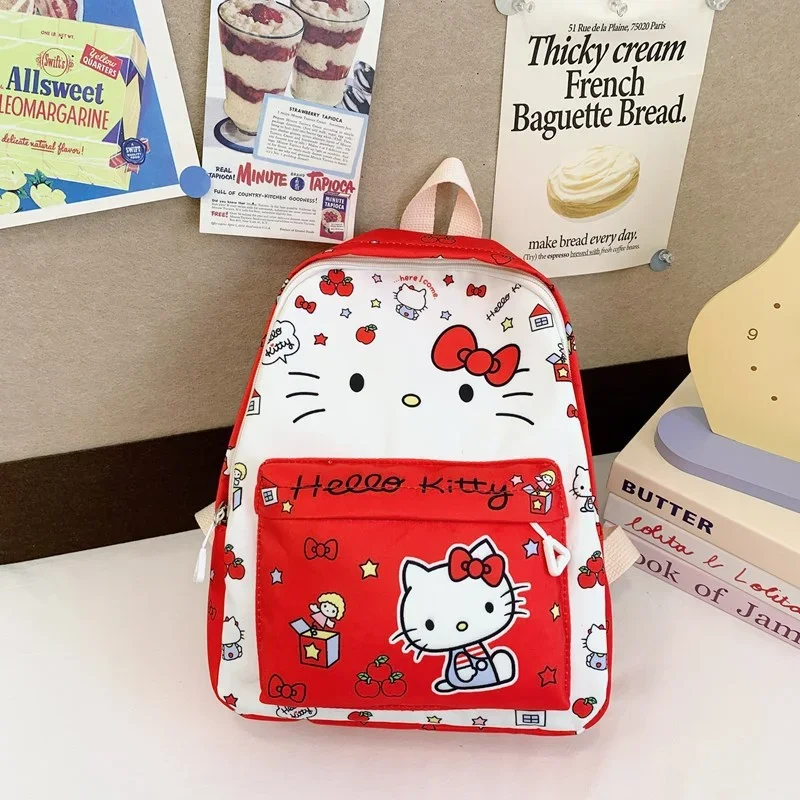 Sanrio hello kitty bonito casual estudante saco de escola kulomi dos desenhos animados doce simples leve mochila grande capacidade