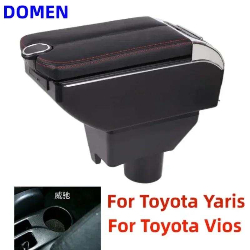 

NEW For Toyota Vios For Toyota Yaris Armrest box central armrest modification Dual Layer USB Charging