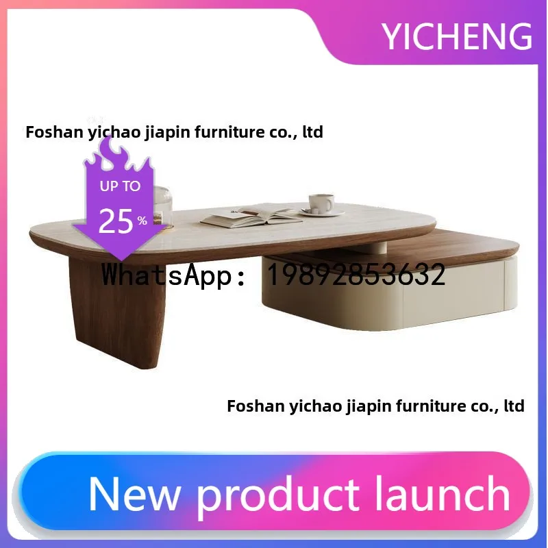 

A1 Vintage Style Walnut Round Coffee Table TV Cabinet Set Coffee Table for Home Living Room Small Round Table