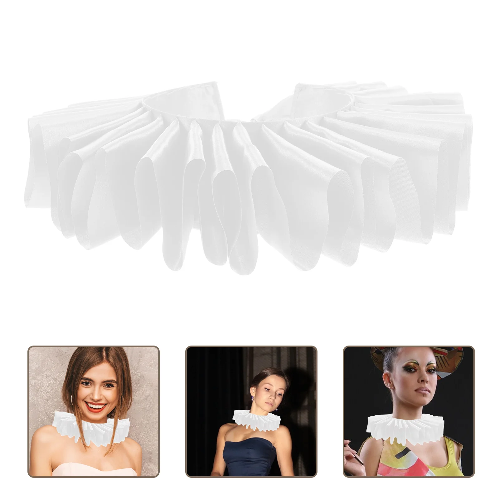 

Detachable Clown Neck Ruffle Collar Women Shirt False Collar Victorian Blouse Photoshoot Costume