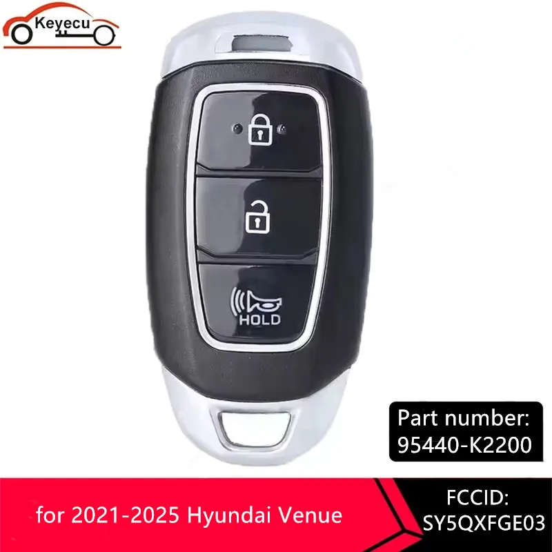 

Сменный смарт-брелок с дистанционным управлением KEYECU, 3 кнопки, 433 МГц для Hyundai Venue 95440-K2200 SY5QXFGE03 2021-2025 гг.