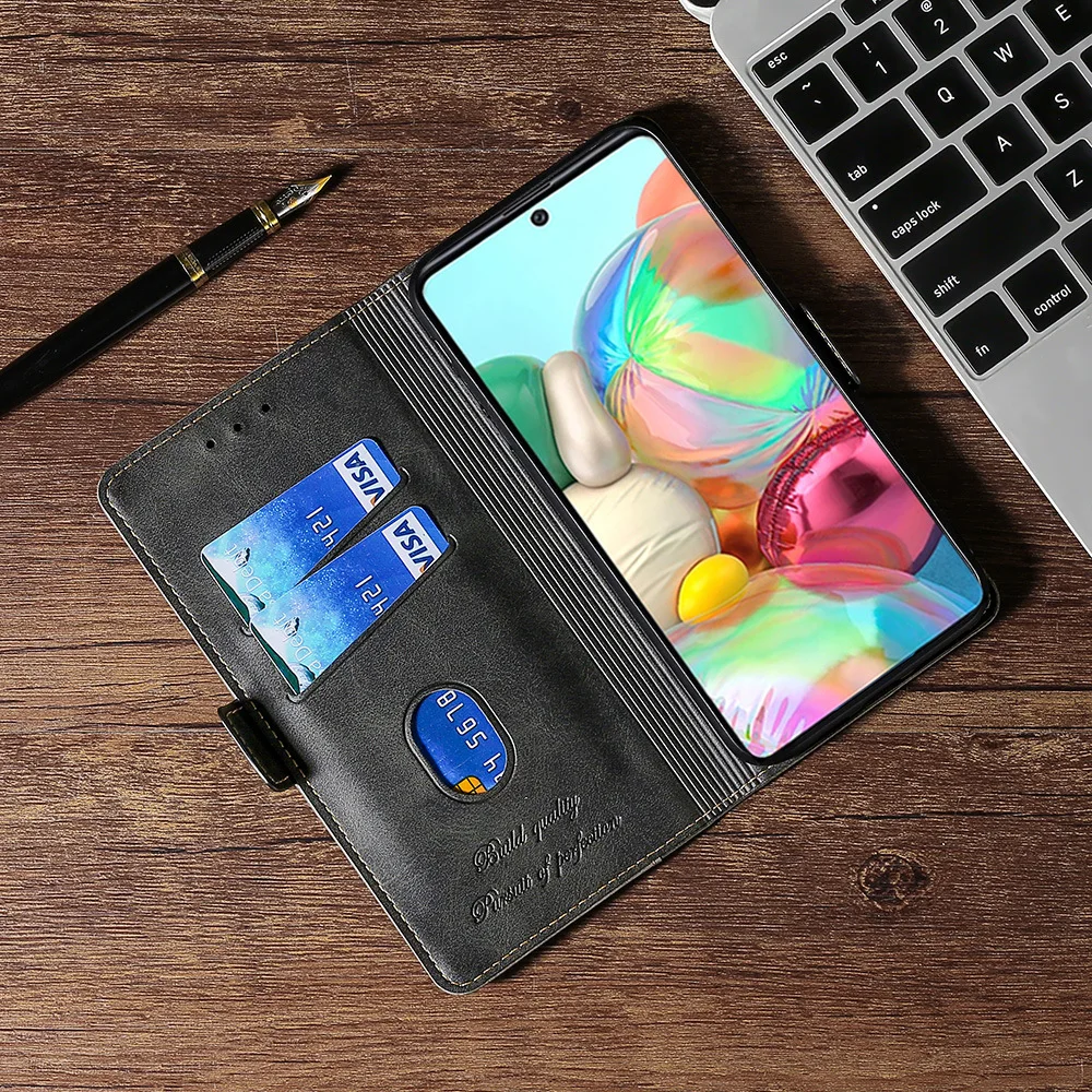 Leder-Handyhülle für Samsung S25 Ultra S24 Plus S23 S22 FE Brieftaschen-Hülle S26 EDGE Flip-Cover S21 S20 S10 Lite Kartenfächer Schutzhülle – Detail 3