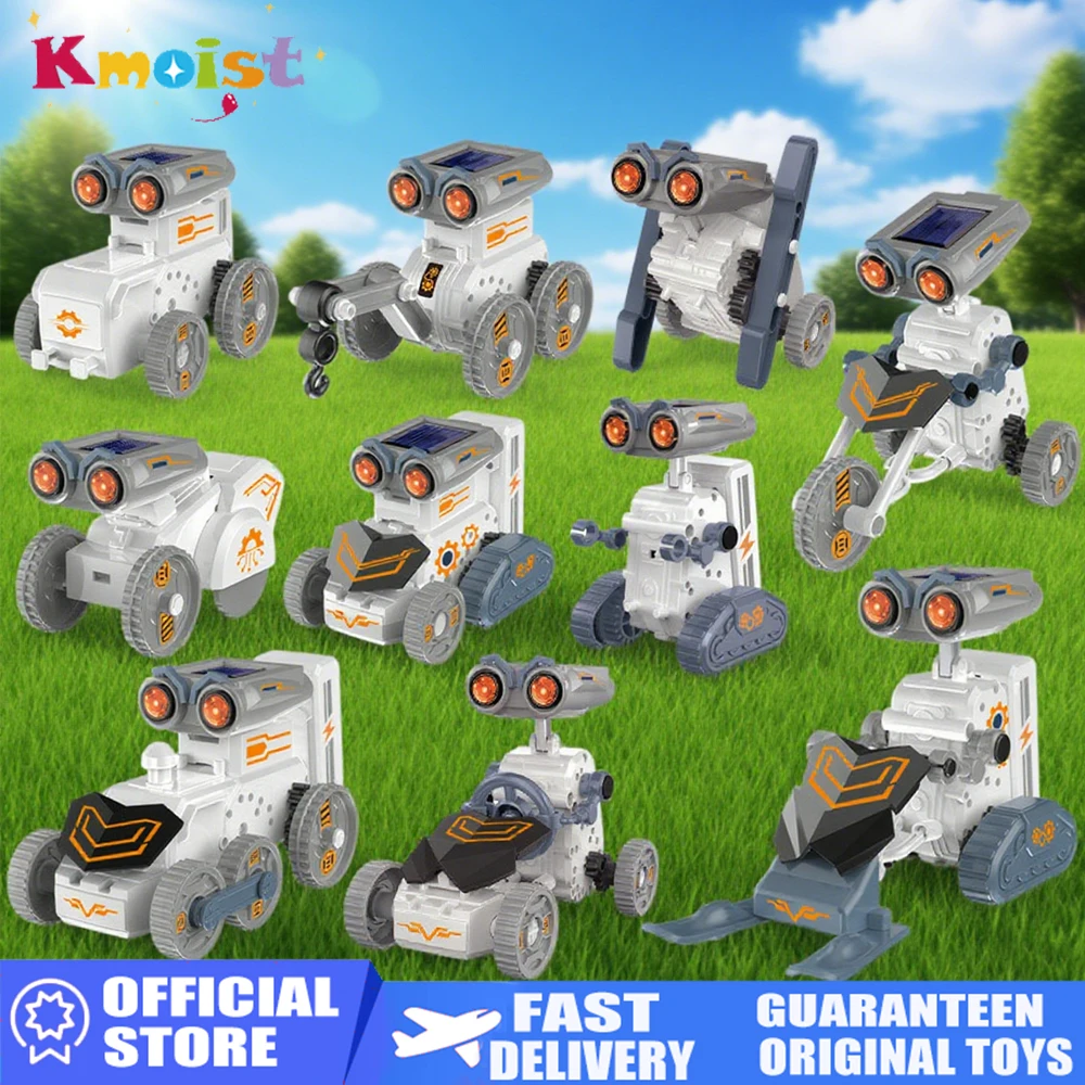 14-in-1 Dual Drive Mode Solar Robot DIY Assembly Toy Intelligent Engineering Electric Robot for Children Education Toys Gifts