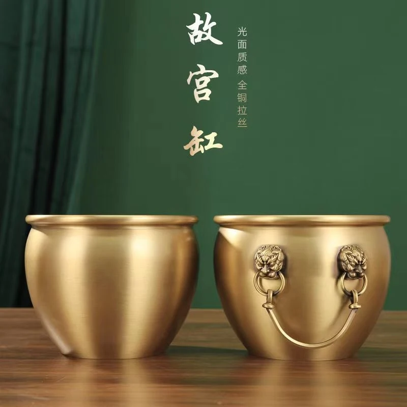 Brushed brass lion head , Forbidden City waterproof rice , copper vat