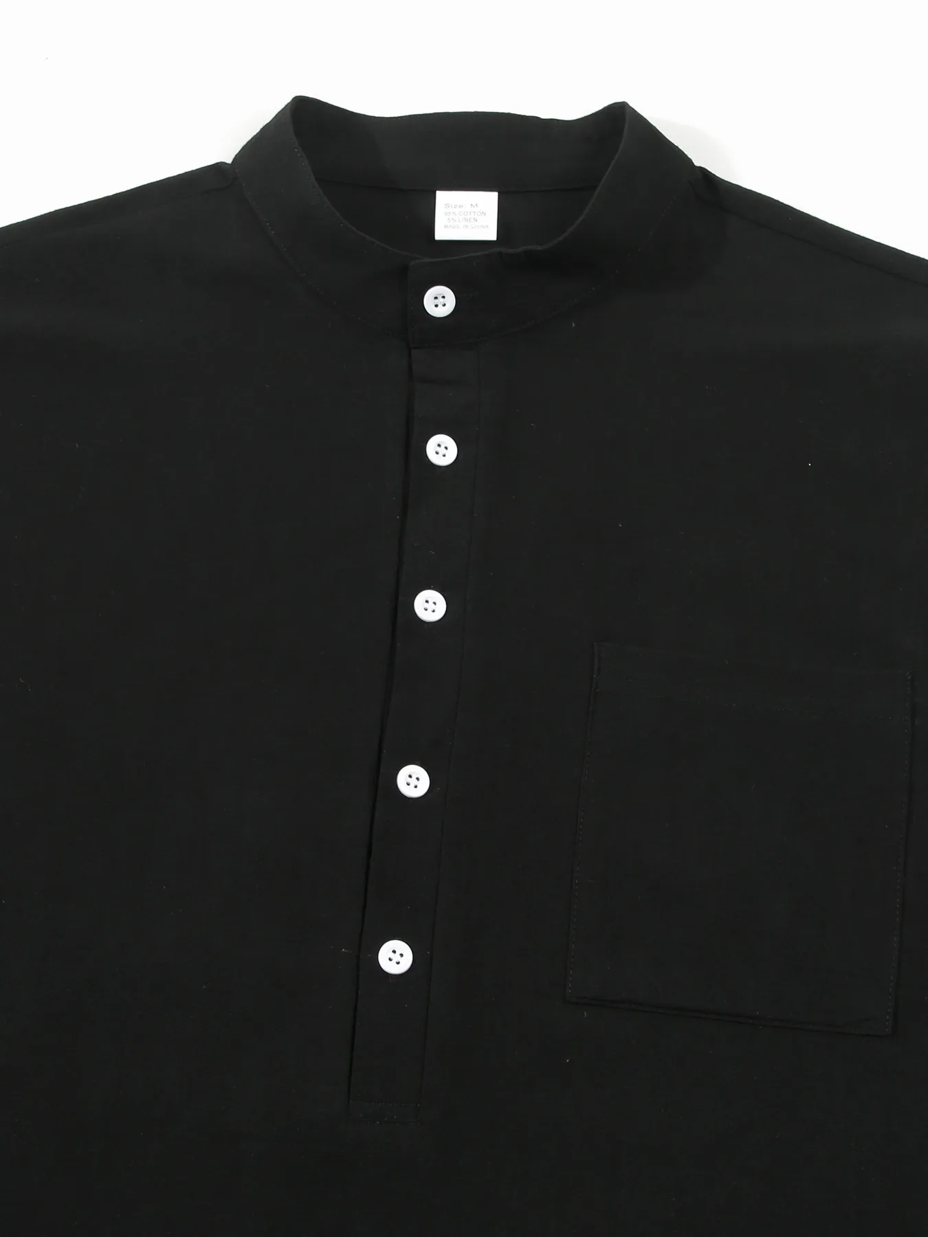 2026 Sommer Herren Einfarbiges Baumwoll-Leinen Zweiteiler-Set Henley Kurzarm-Hemd Lose Gerade Hose Atmungsaktiv Alltag Urlaub Freizeit – Detail 9
