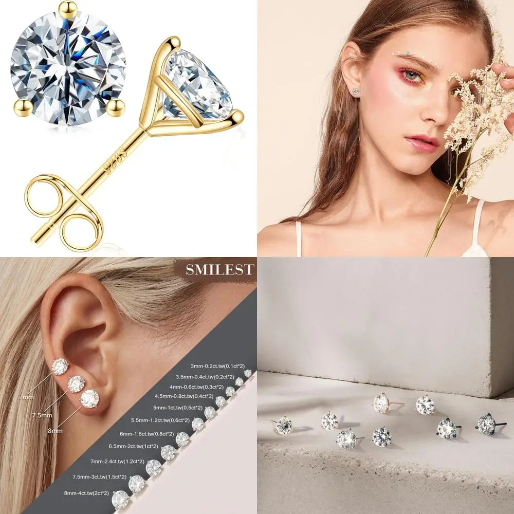 

Moissanite Earrings 0.2-4CT D Color VVS1 Clarity Lab Created 14K White Yellow Rose Gold for Women Men