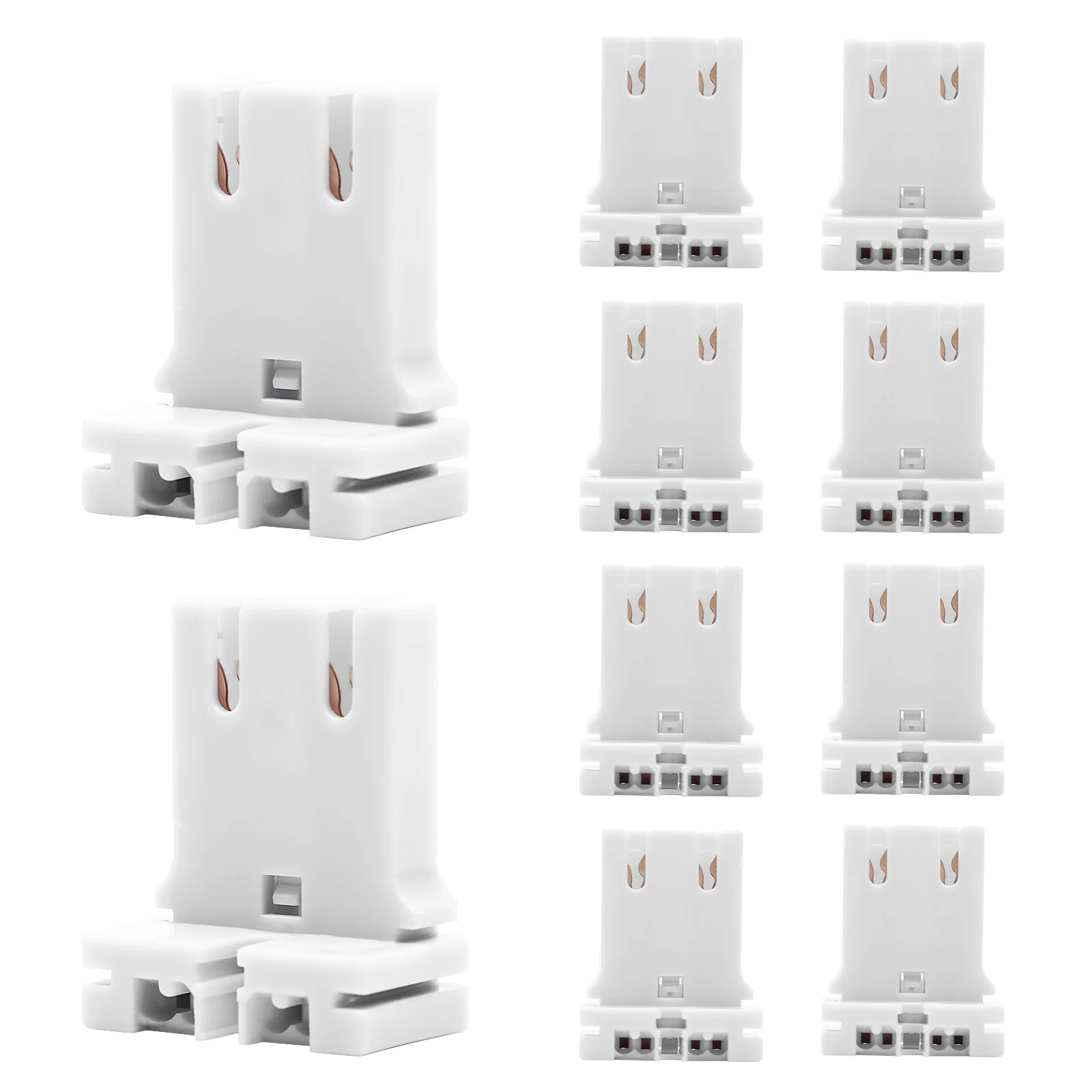 

10Pcs Universal Fluorescent Light Socket Easy Install T12 Lamp Holder for Home Office Wardrobe Basement Lighting Fixture