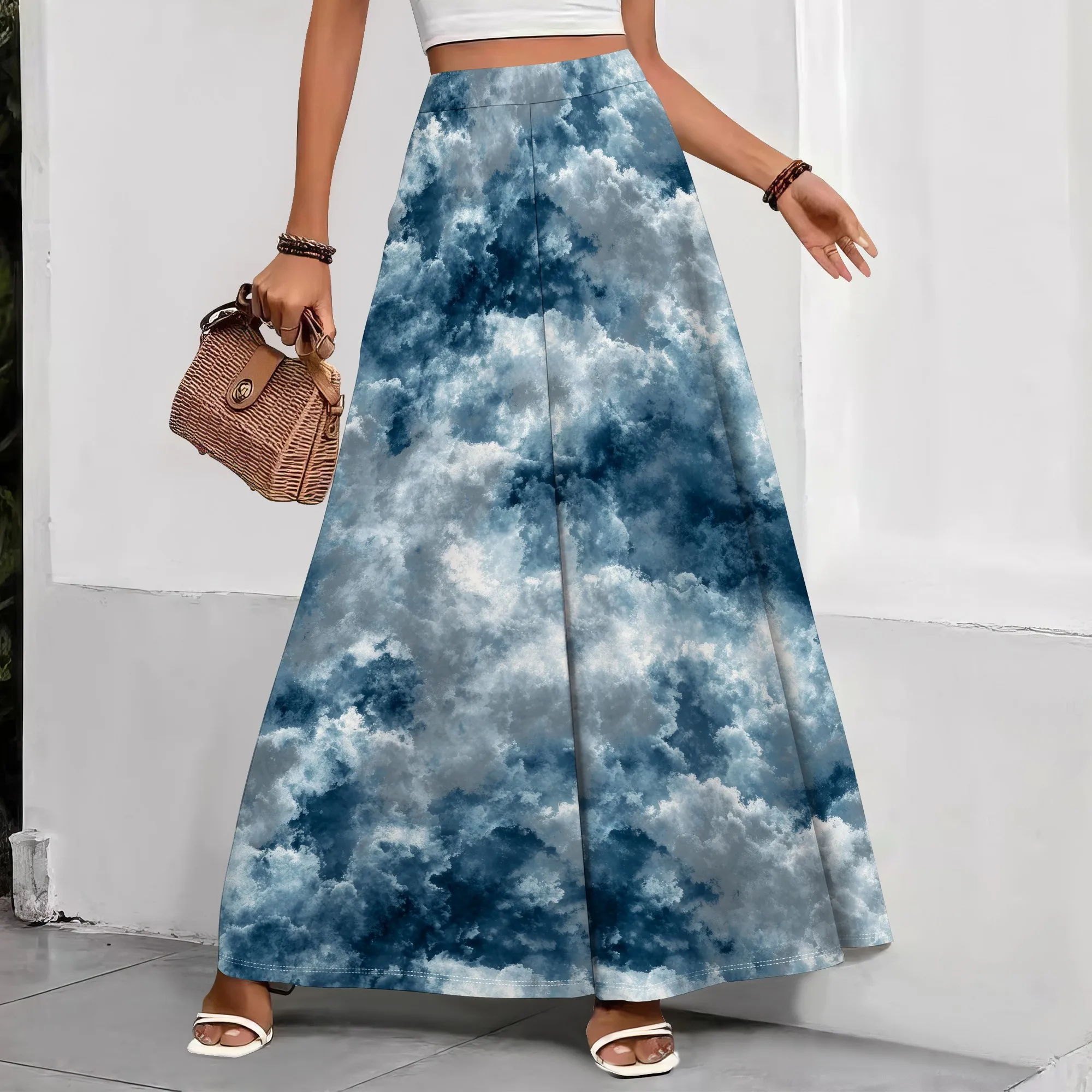 

Women's Floral Print Extra Wide Leg High Waist Loose Palazzo Pants Trousers