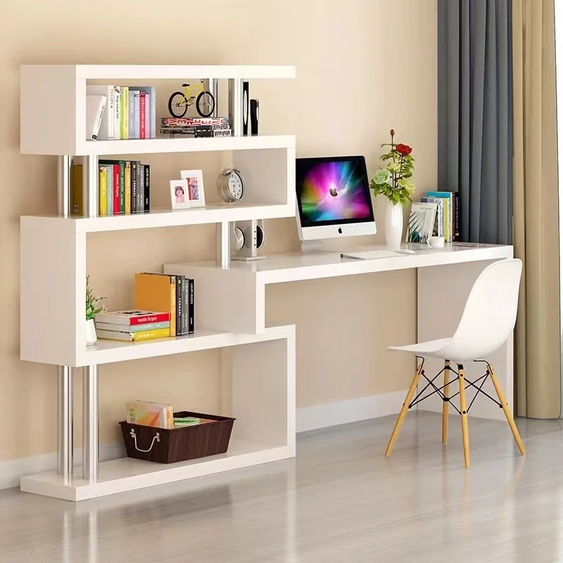 Standing Computer Desk with Bookshelf product photo