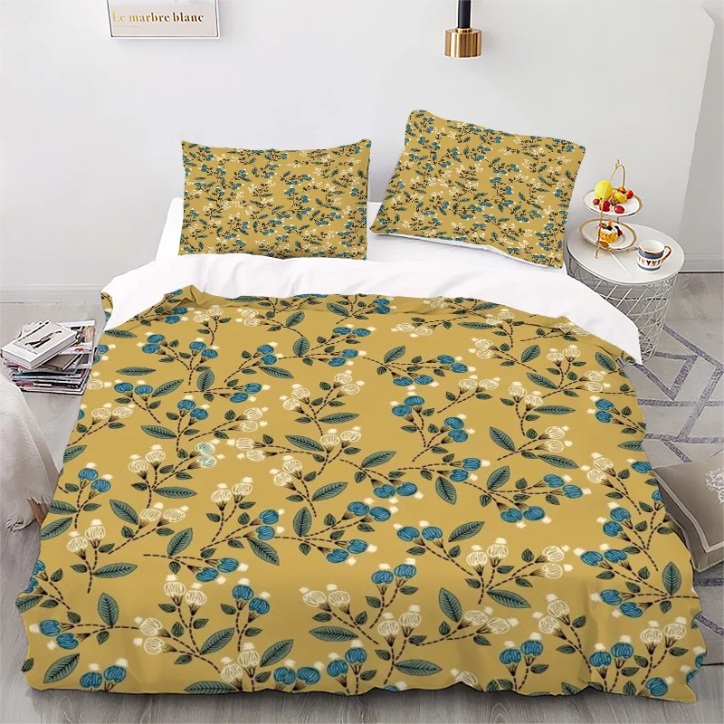 Leaf Digital Printed Duvet Set - Polyester - Bedroom Decor -1 Bed cover +2 pillowcase (no pillow core)