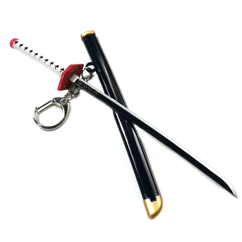 1/6 Mini Katana Weapon Demon Giyuu 17cm/6.7in Cosplay Black Sword Model Key Chain Ring Gift