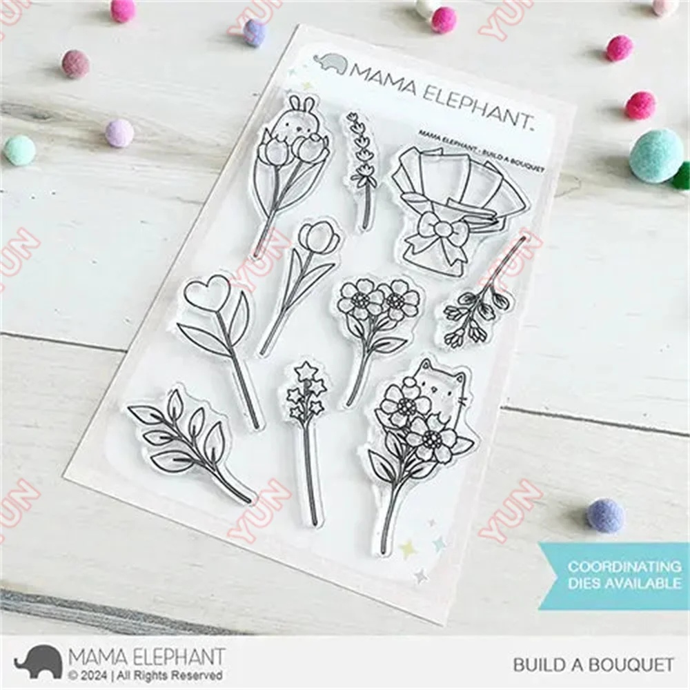 New Valentine's Day Bouquet Little Elephant Agenda Crafts Die Stamps Greetings Eyelet Frames Grid Cut Dies DIY Card Scrapbooking