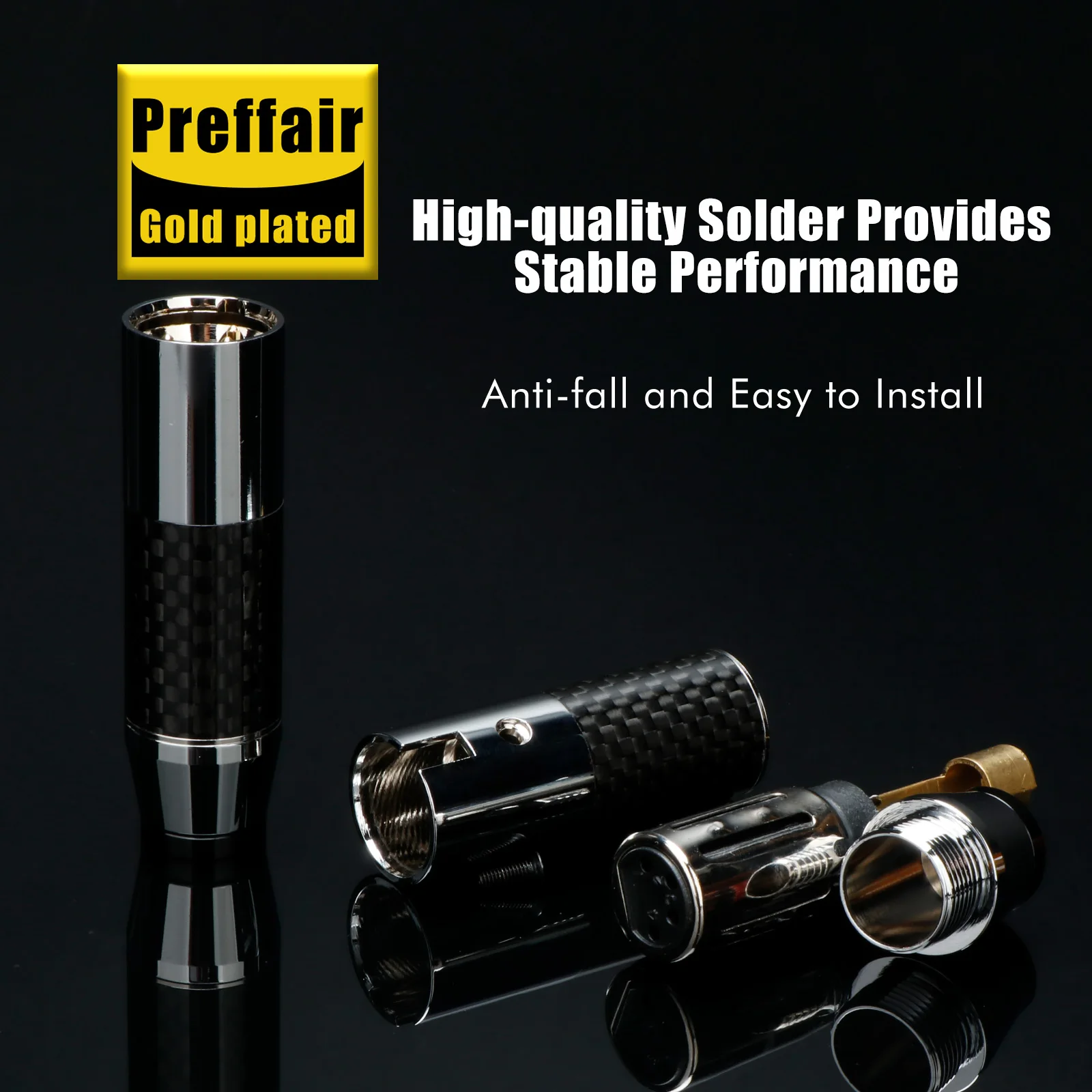 Preffair 1 Piece 4 Pin XLR Plug Carbon Fiber Cannon Male/Female Adapter Microphone Mixer Amplifier Balance Audio Jack(XR1814)