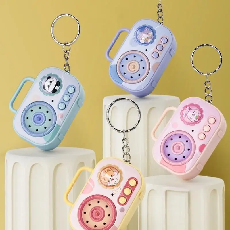 Voice-Changing Recorder Keychain Mini Player with Music Cartoon Cute Creative Animals Keyring BBF Couple Gifts