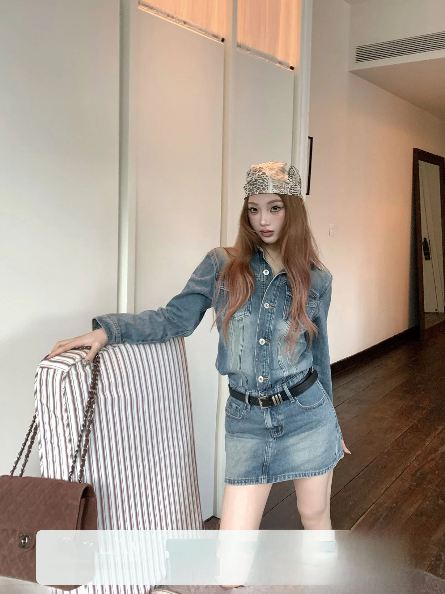 

Женское джинсовое платье Waed Denim в корейском стиле, повседневное, винтажное, с длинными рукавами, приталенное, для ранней весны