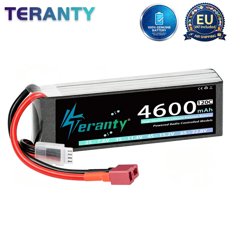 TERANTY 11.1V 11.4V Lipo Battery 3S 4600mAh 120C With T/XT60 Connector for RC Car Monster Truck Drone Boat Airplane Helicopter