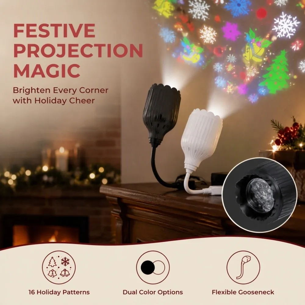 Xmas USB Powered Christmas Projector Light LED 16 Patterns LED Projection Light New LED Snowflake Projector Holiday Party