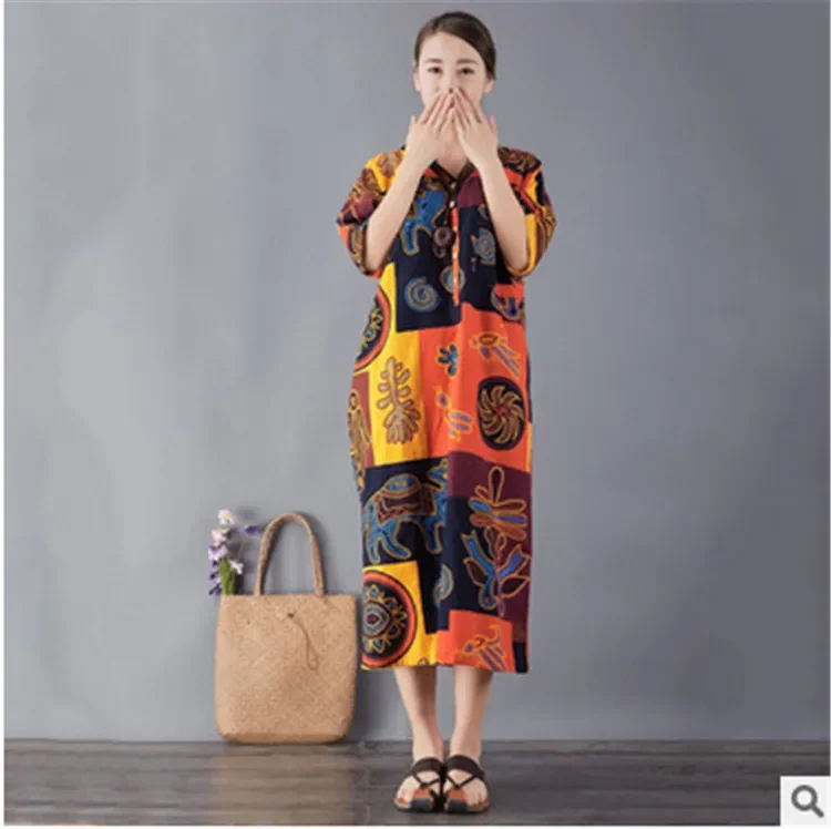 

Retro Artistic Prints Loose Dress