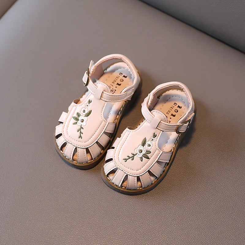 Girls' Embroidered Sandals National Style Summer New Closed Toe Fashion Soft-soled Children's Boy Baby Shoes