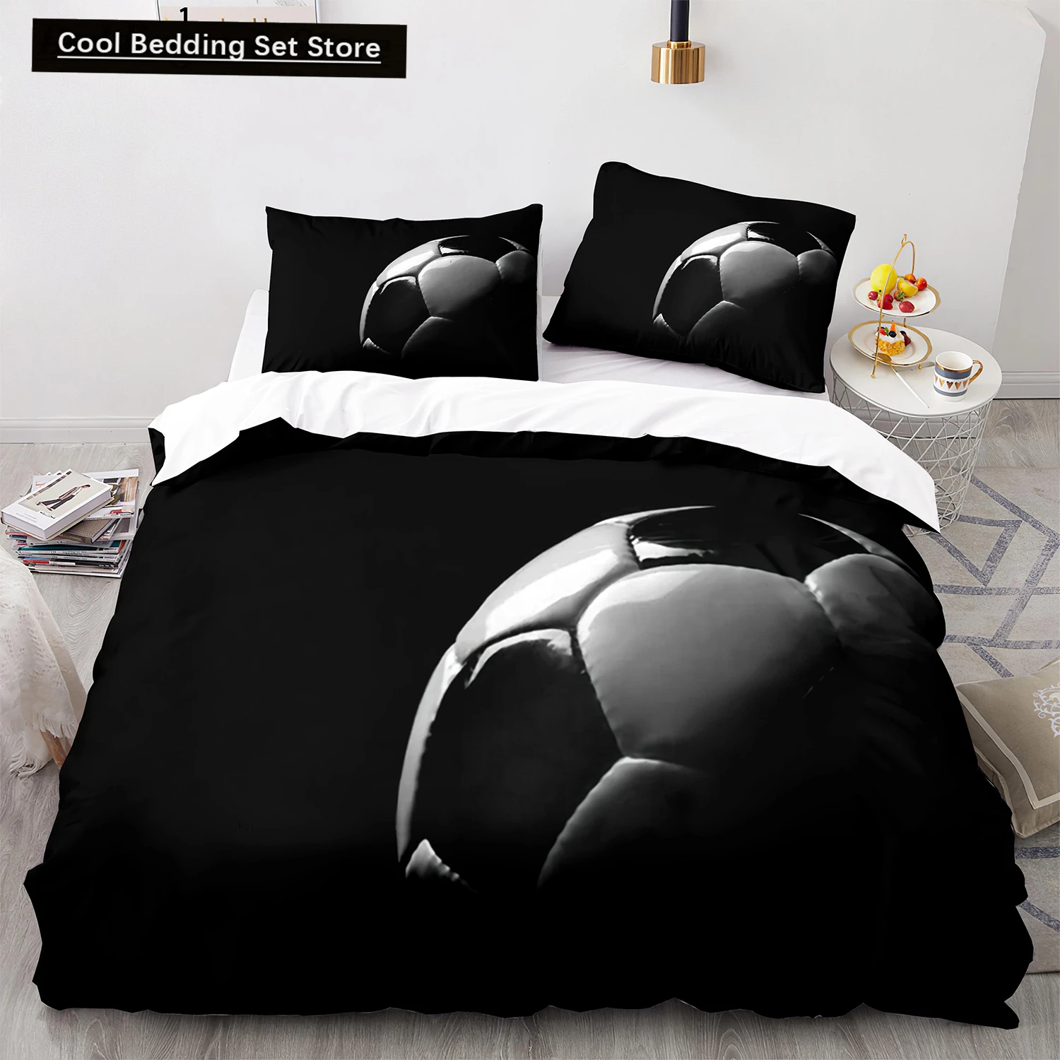 

Football King Queen Duvet Cover 3D Soccer Bedding Set for Kids Teens Adult Ball Game Quilt Cover Sport Fans Soft Comforter Cover