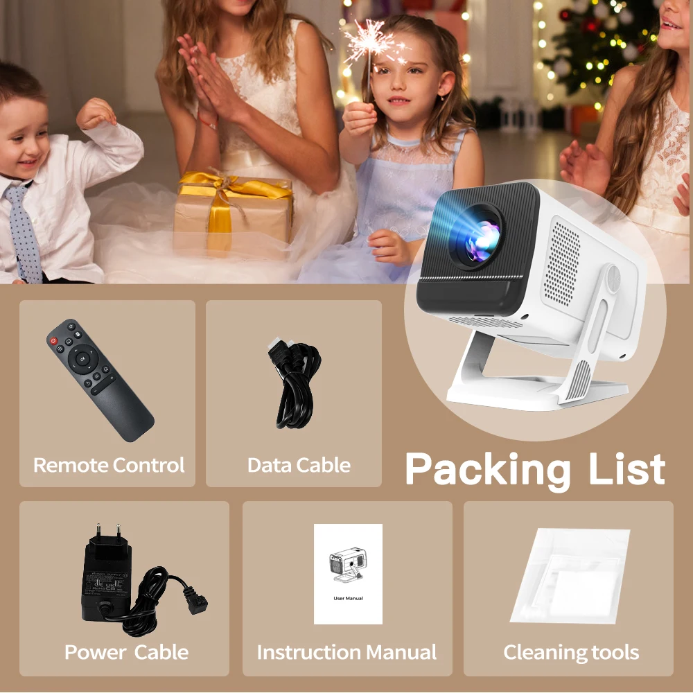 WEMI  X1AQ  500ANSI Portable Projector Android 11 BT5.4 Built 5W HiFi Speaker For Home Theater NEW X1AQ