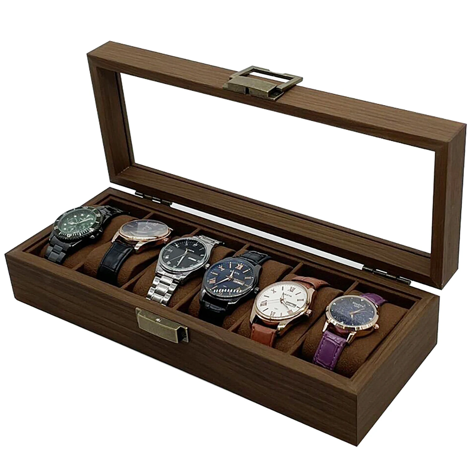 Men's Watch Box,6 Slot Watch Display Box Watch Box Storage Box, PU Leather Watch Case, Father's Day Gift Watch Stand Storage Bag