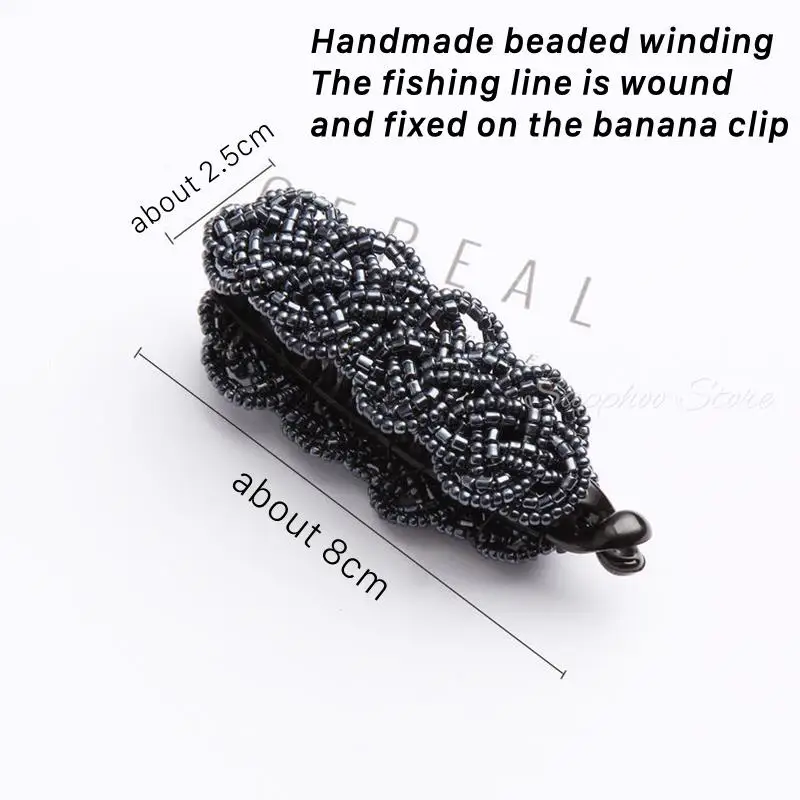 Korea Crystal Beads Edition Small Hairpin Banana Clip 8cm Vertical Clip Twist Clip Horsetail Clip Horsetail Buckle 4 Colors