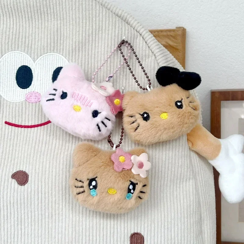 Sanrio Kawaii Hello Kitty Y2k gantungan kunci lucu aksesoris kartun boneka mewah tas dekorasi gantungan kunci liontin hadiah ulang tahun anak perempuan