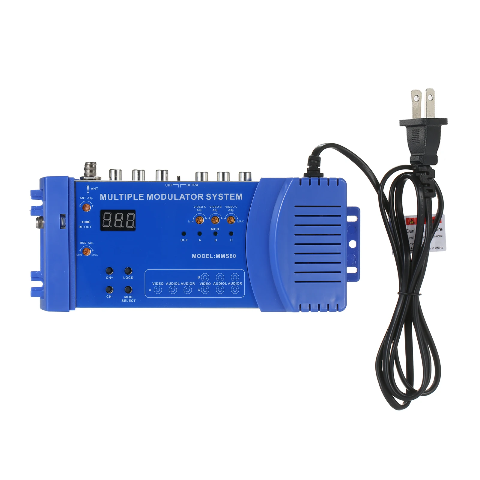 MMS80 Home UHF Modulator Optional PAL/NTSC Modulation CATV UHF Signal Amplifier 100~240V Compact Video Transmitter Modulator