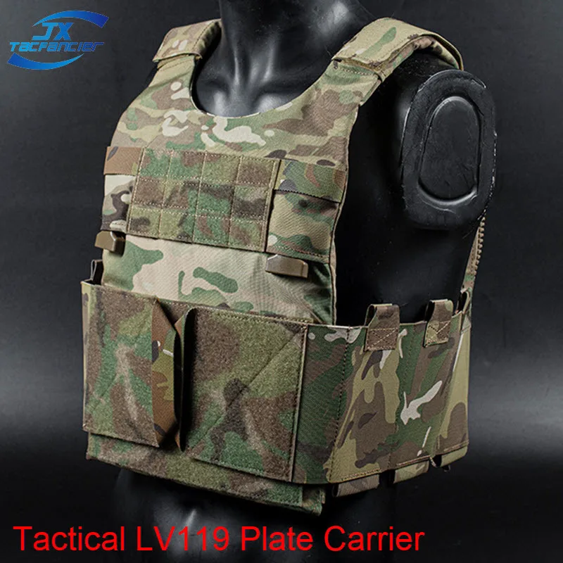 Tactical LV119 Plate Carrier Front Rear Extenion Plate Elastic Cummerbund HooK and Loop Paintball Hunting Vest