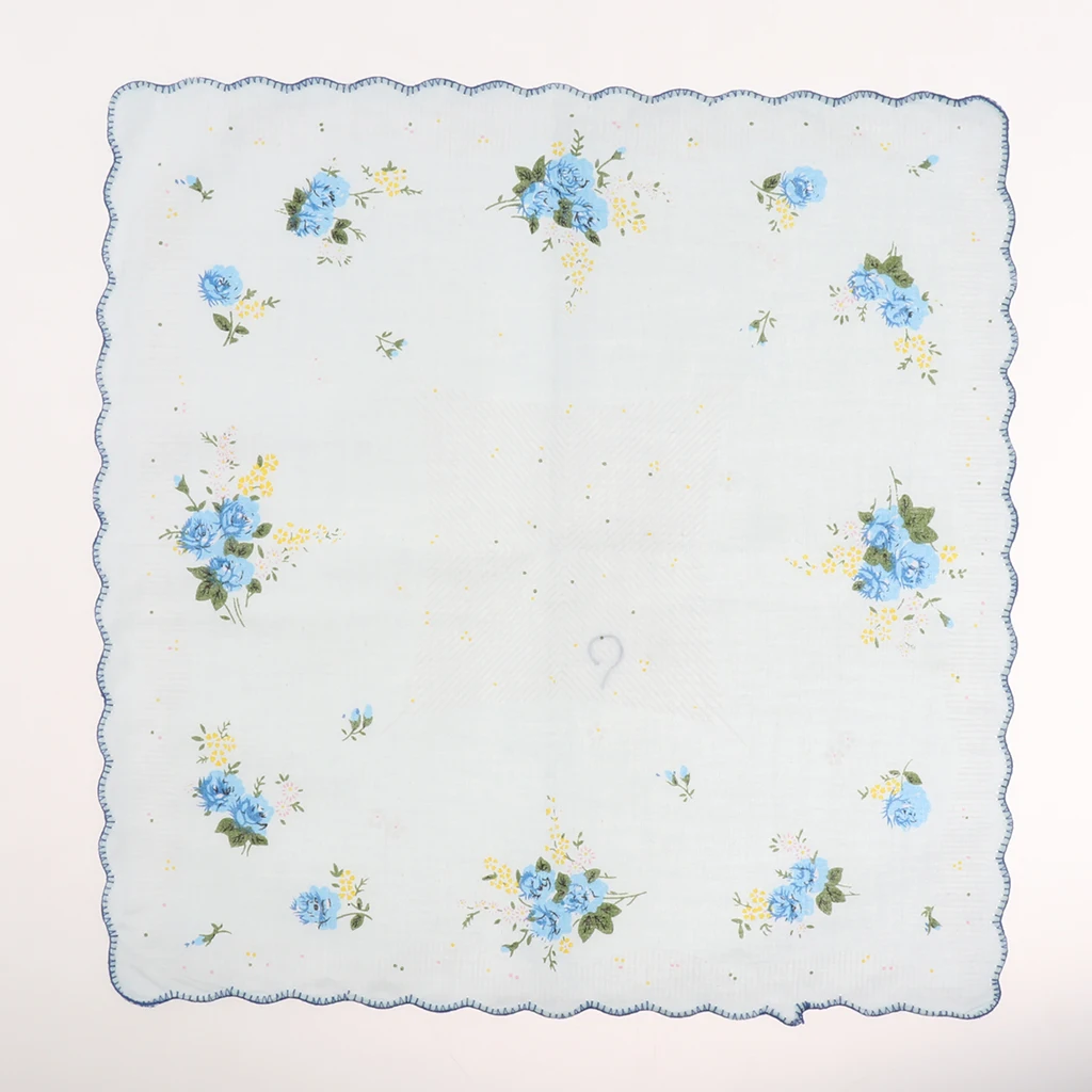 10pcs Womens Vintage Floral Print Handkerchief Hanky Bulk Set, Fashion Women Cotton Soft Flower Square Hankie Kerchief