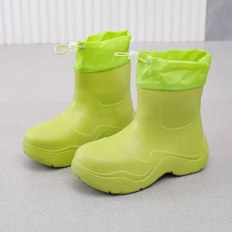 Rain Boots Women Green Rain Boots Womens Galoshes Waterproof Rubber Non-slip Rainshoes Fishing Water Shoes Botas Lluvia Mujer