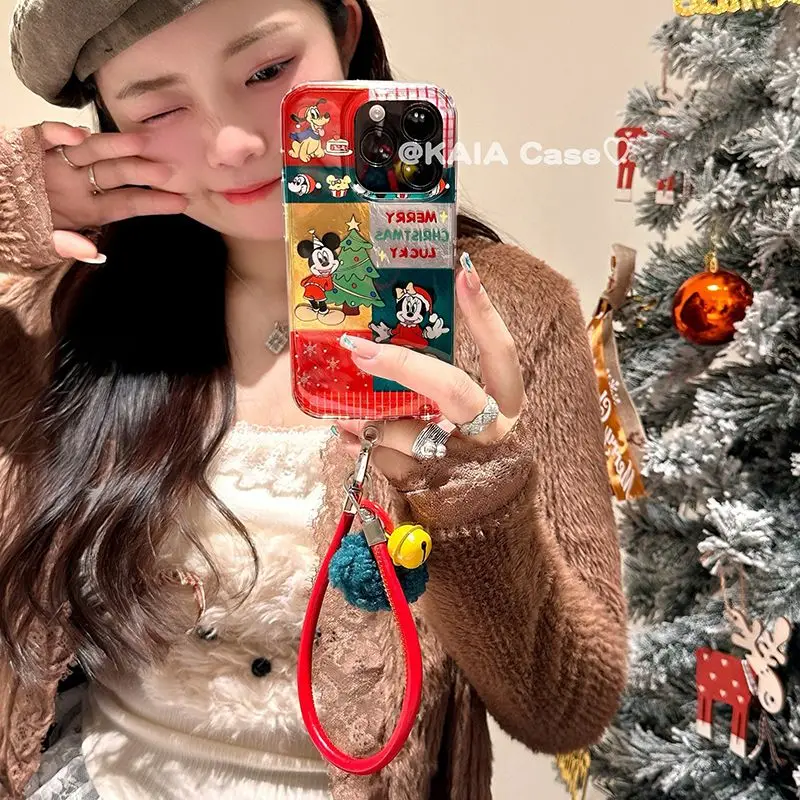 عيد الميلاد الكرتون الربط ميكي ميني جراب هاتف آيفون 13 11 12 16 15 14 17 برو ماكس XS ماكس X XR زائد 8 7 غطاء Y2K صغير