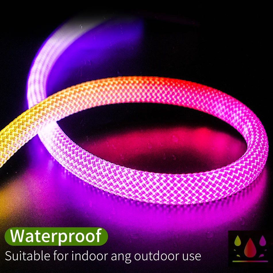 

DC5V WS2812B WS2811 Round Fabric Reticulate Pattern LED Neon Strip Addressable Soft Silicone Light Tape IP67