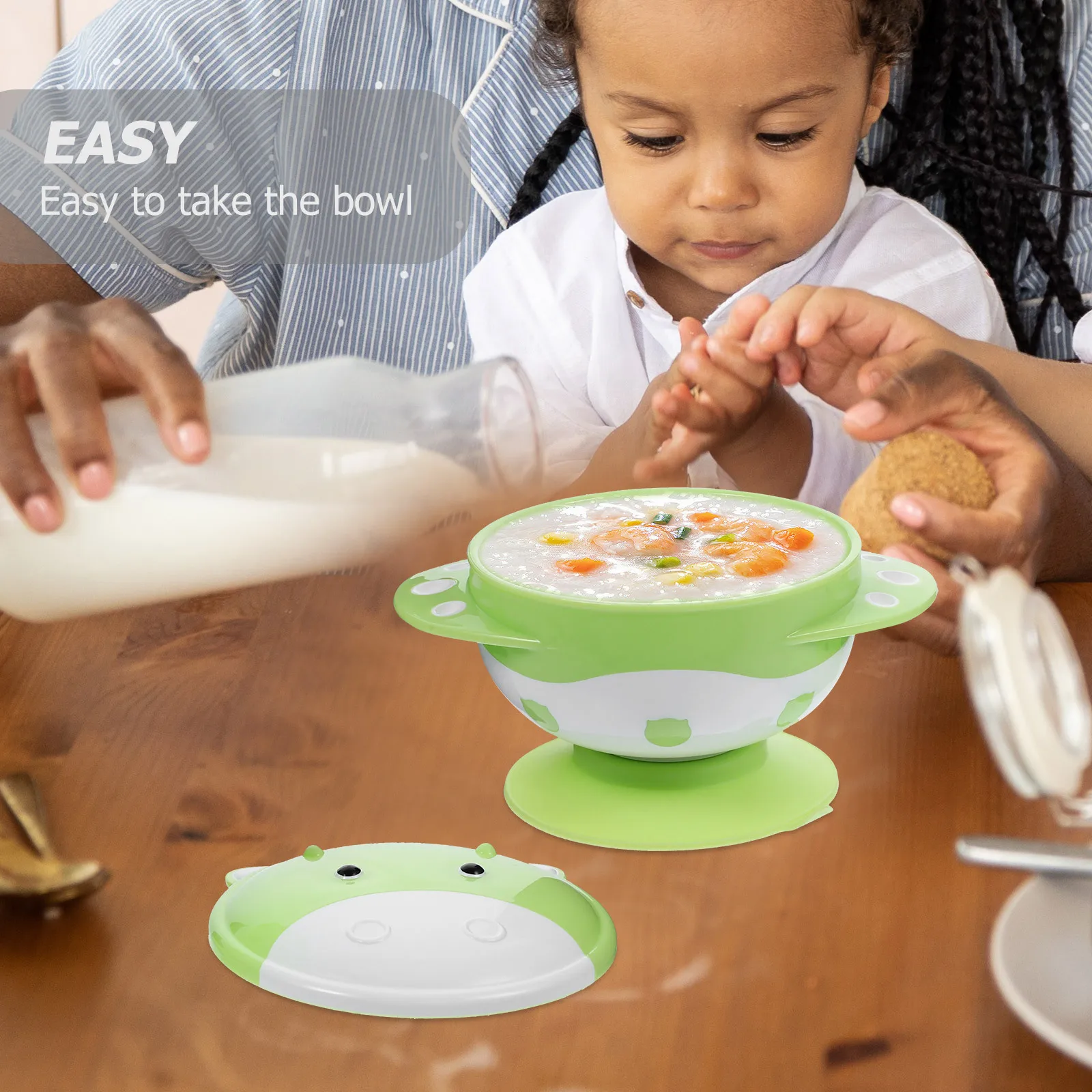 

Baby Suction Bowls Toddler Lids Animal Feeding Tidy Organized Meal Times Easy Take Portable Lightweight Baby Bowl