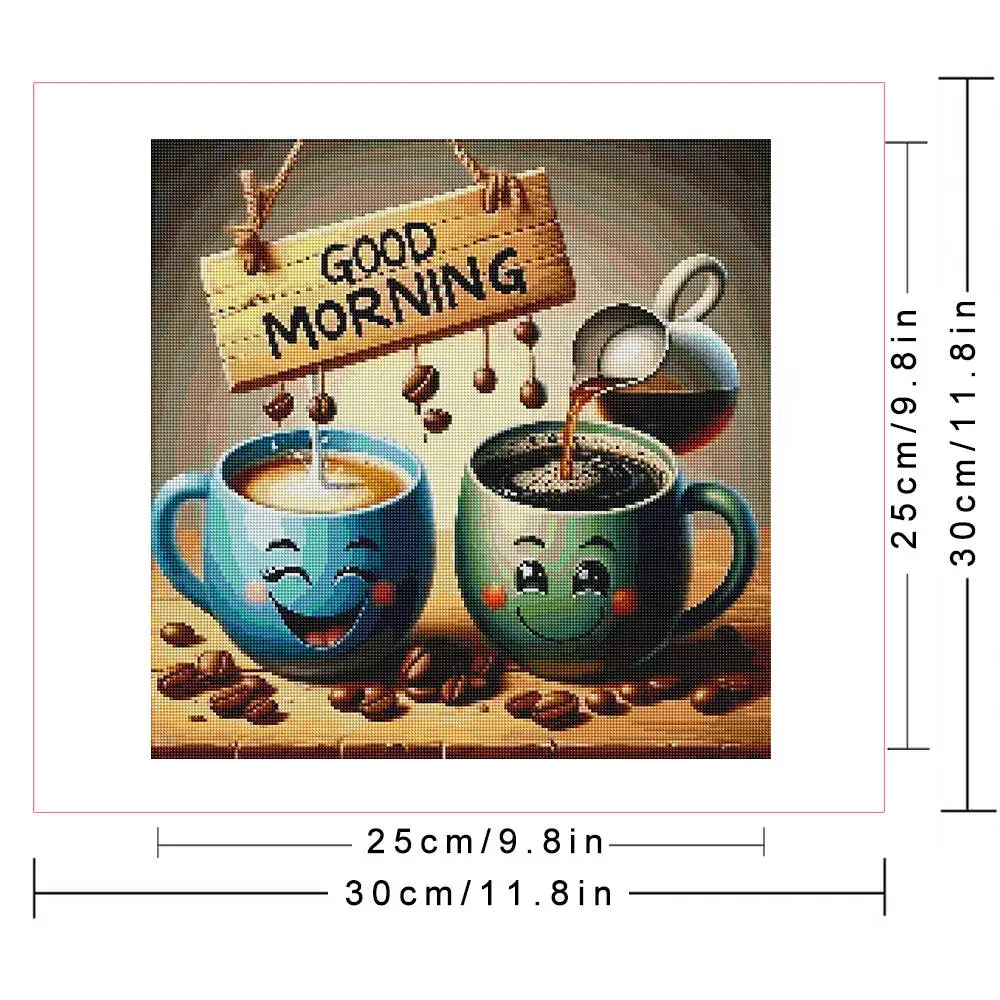 Huacan GOOD MORNING Diamond Painting Complete Kit Coffee Cup Diamond Mosaic 5d Home Bedroom Wall Artwork