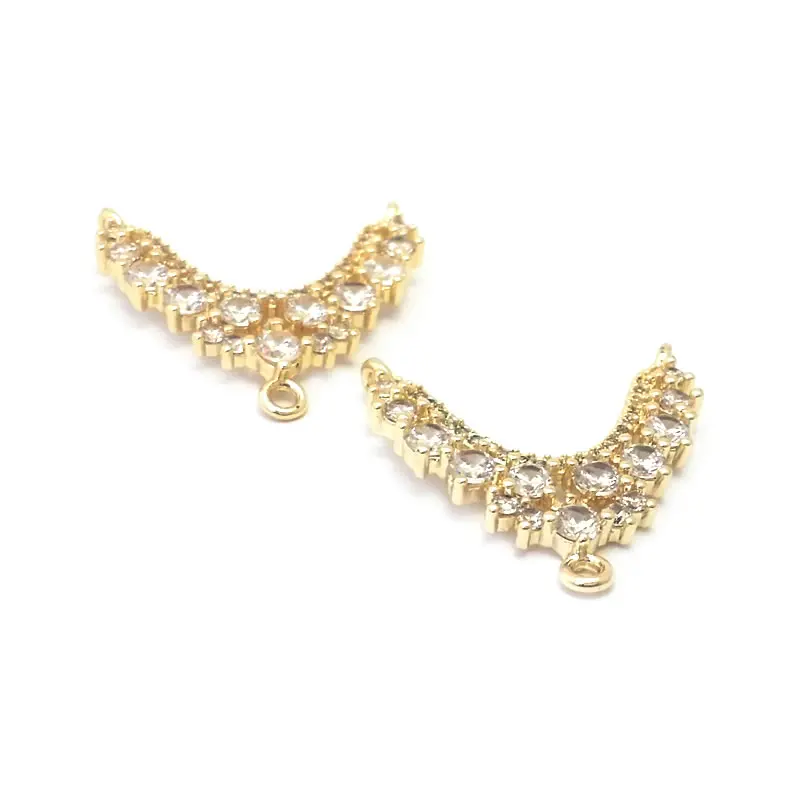 18K Gold Color Brass and Zircon Curve Connect Charms Pendants High Quality Diy Jewelry Making Necklace Earrings Accessories