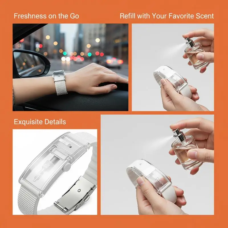 Portable Perfume Dispenser Bracelet Adjustable Fragrance Release Wristband for Travel Daily Commute Dating