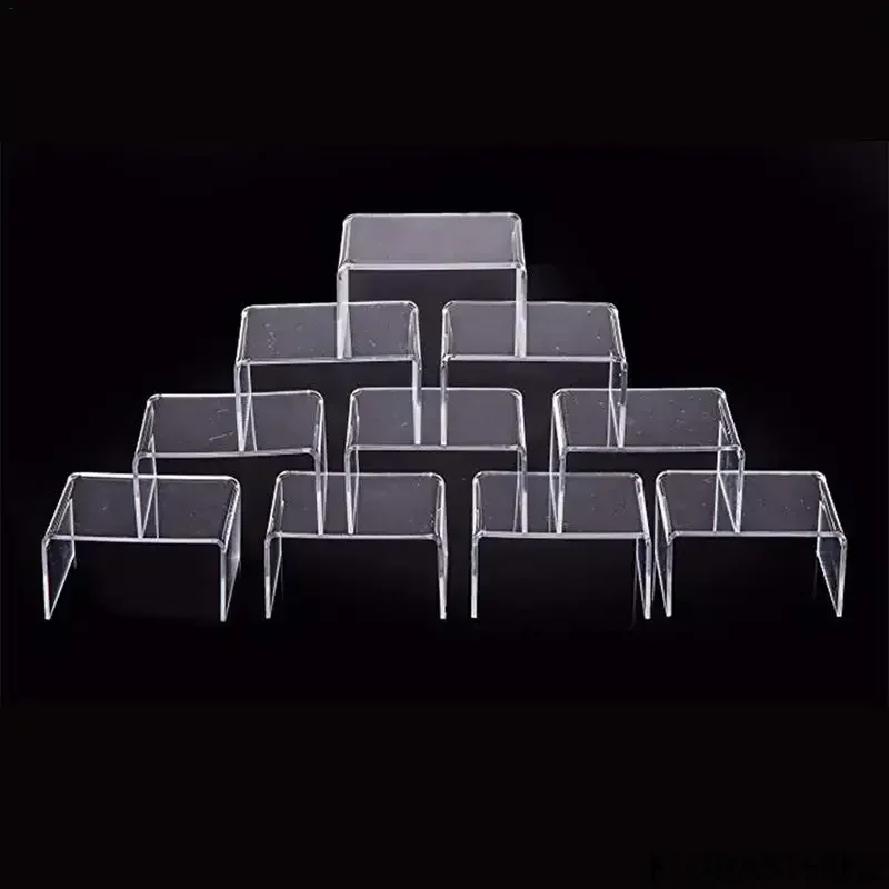 10pcs Clear Acrylic Display Stand Set Stackable Multi Level Riser for Jewelry Cupcake Makeup Cosmetics Dessert Display Showcase