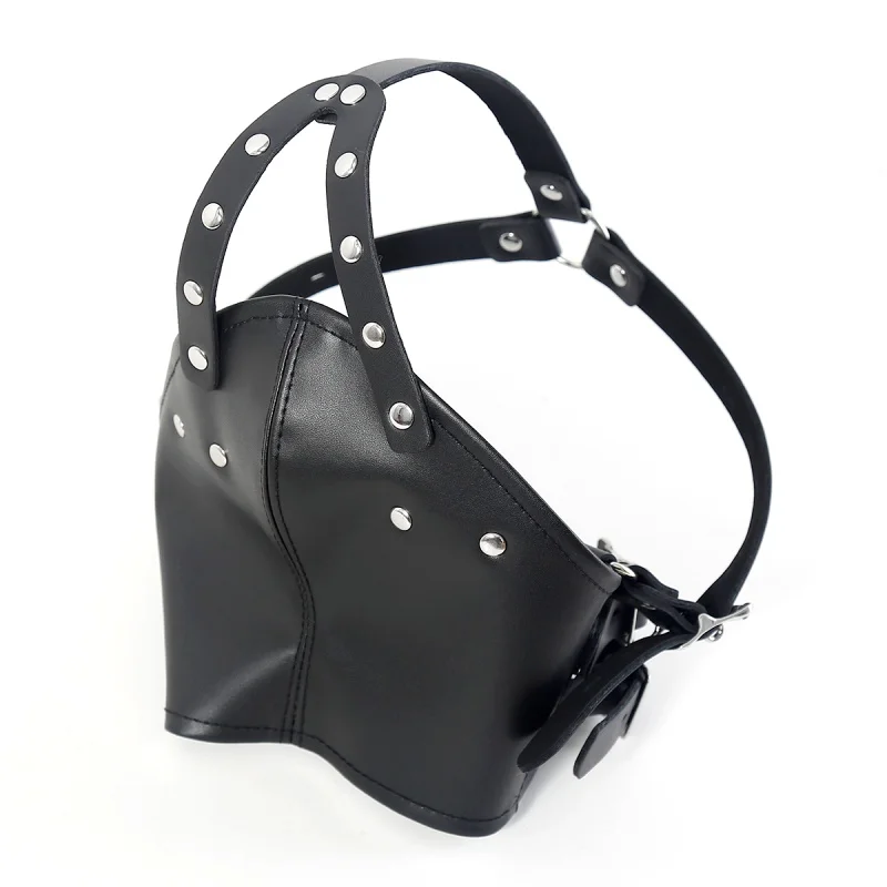 New Style Women Men PU Leather Harness Mask Fetish Bandage Headgear Hood Adult Halloween Party Cosplay Games Hood Sexy Face Mask